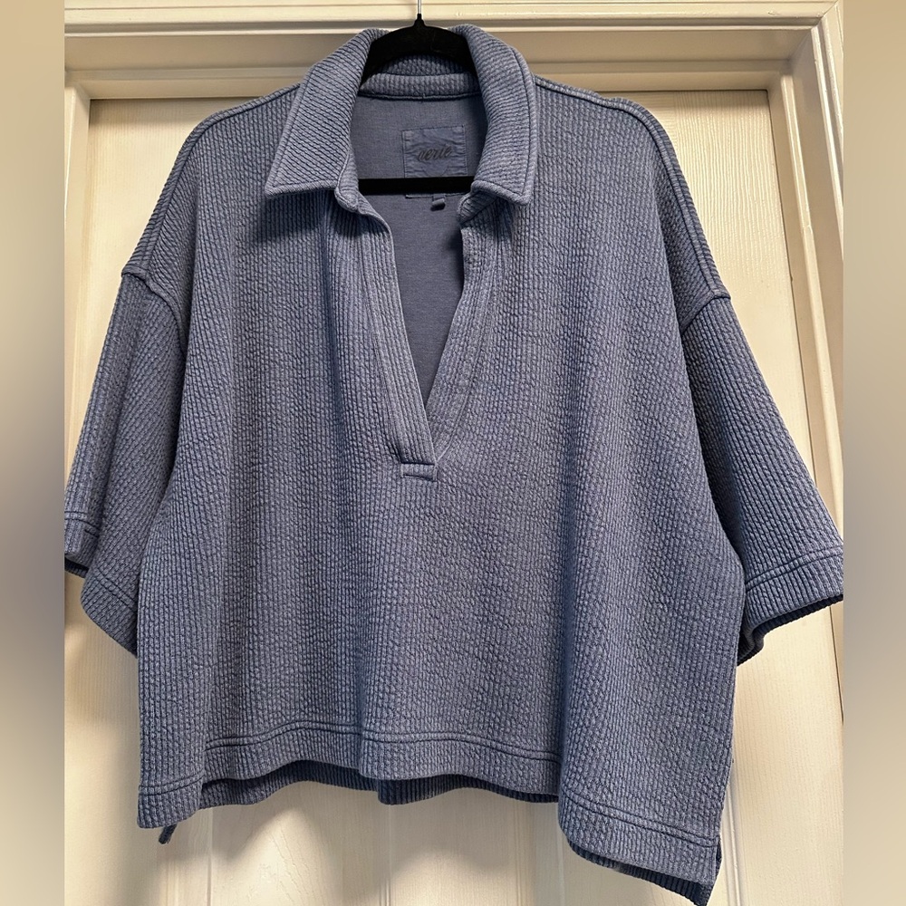 Aerie Blue Textured Knit Top and Skirt Set